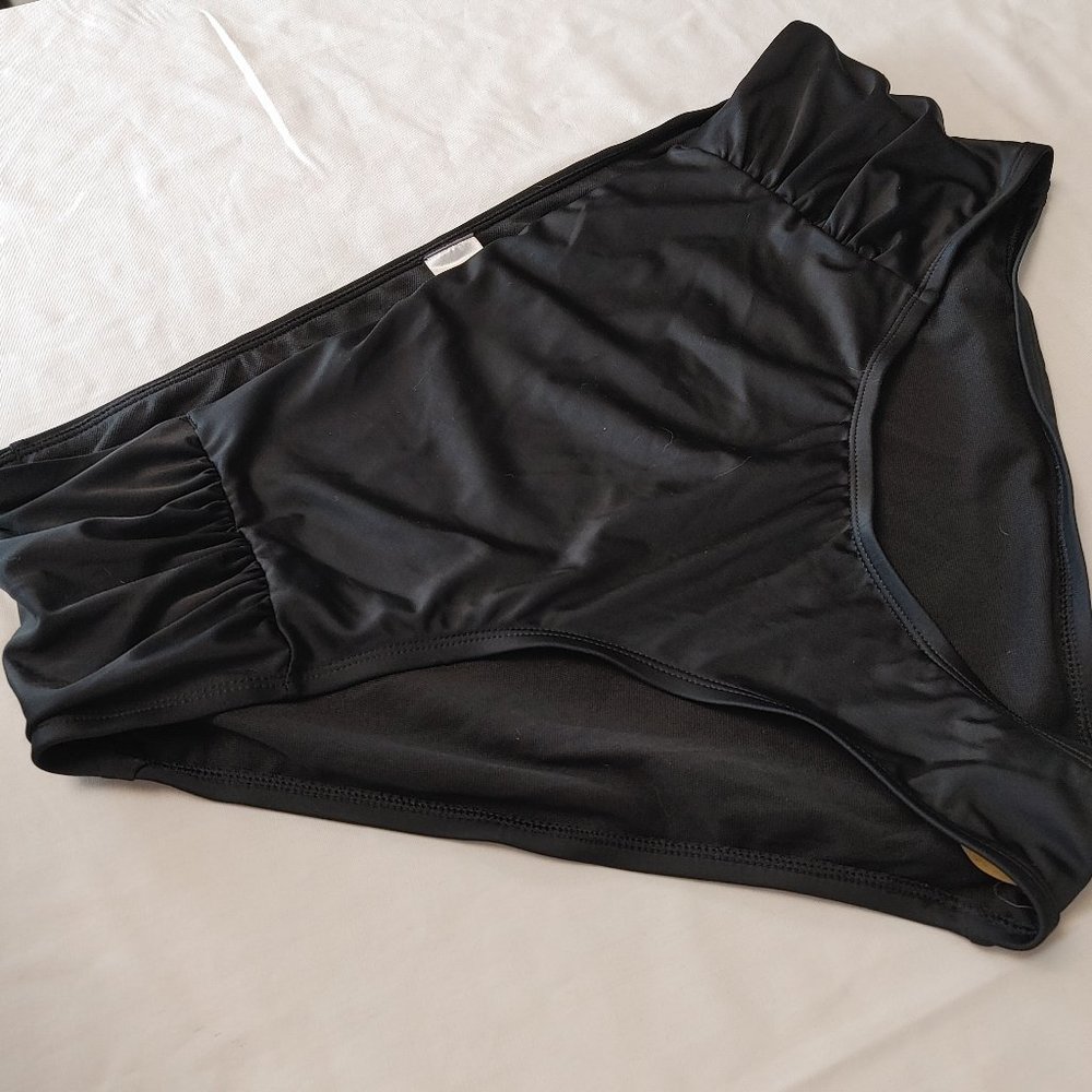 WOMENS 1X HIGH WAIST BLACK SWIMSUIT BOTTOM